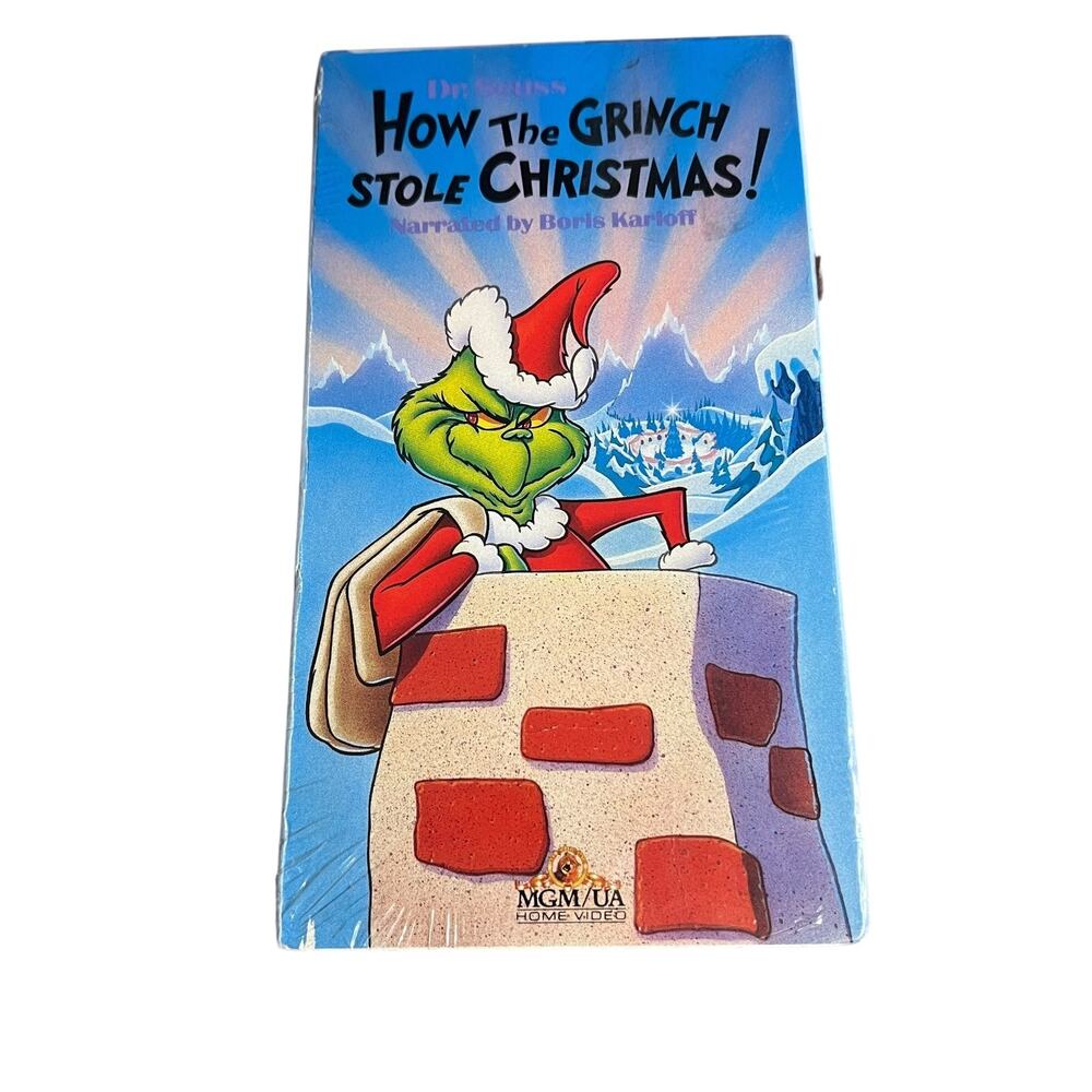 Dr Seuss How The Grinch Stole Christmas VHS Boris Karloff MGM UA Blockbuster New